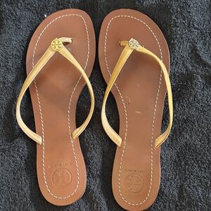 Tory Burch Gold and Tan Sandals